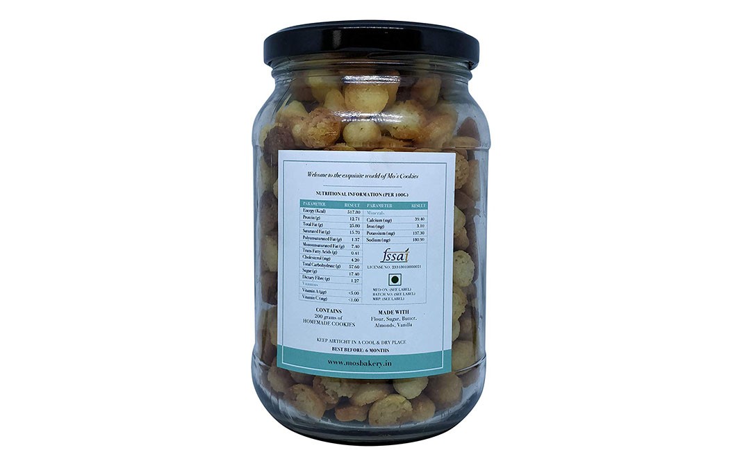 Mo's Almond Cookies    Glass Jar  200 grams